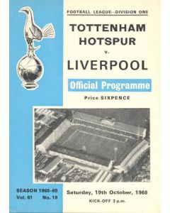 Tottenham Hotspur v Liverpool official programme 19/10/1968 Football League