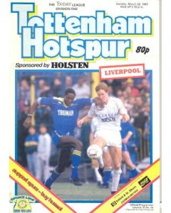 Tottenham Hotspur v Liverpool official programme 22/03/1987 Football League
