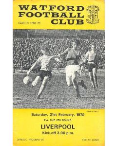 Watford v Liverpool official programme 21/02/1970