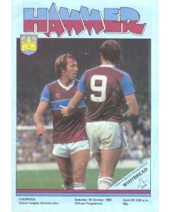 West Ham United v Liverpool official programme 15/10/1983