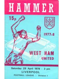 West Ham United v Liverpool official programme 29/04/1978 Football League