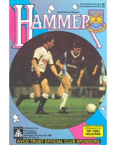 West Ham United v Liverpool official programme 30/11/1988 Littlewoods Cup