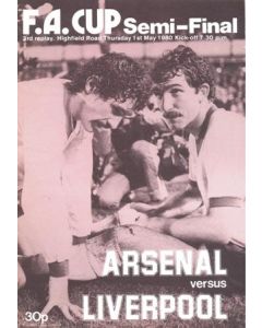 1980 FA Cup Semi-Final Programme Liverpool V Arsenal 3rd Replay 01/05/1980
