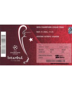 2005 Champions League Final Milan v Liverpool unused ticket 25/05/2005 in Istanbul