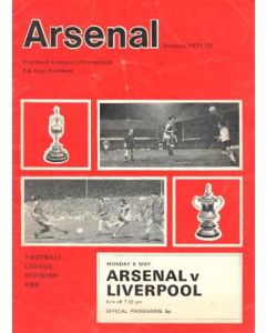 Arsenal v Liverpool official programme 08/05/1972