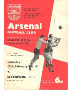 Arsenal v Liverpool official programme 15/02/1964