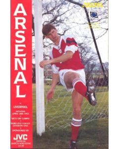 Arsenal v Liverpool official programme 20/04/1992 Football League