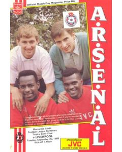 Arsenal v Liverpool official programme 20/09/1988