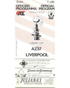 AZ'67 v Liverpool official programme 1981-82 match of the European Cup