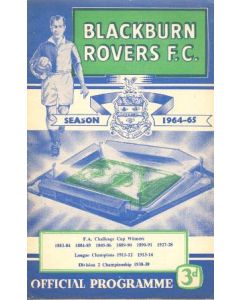 Blackburn Rovers v Liverpool official programme 29/08/1964