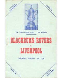 Blackburn Rovers v Liverpool official programme 07/01/1950