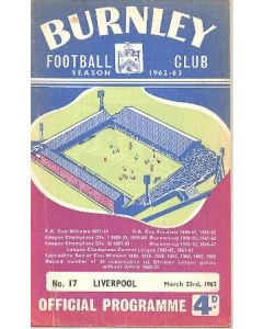 Burnley v Liverpool official programme 23/03/1963