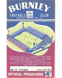 Burnley v Liverpool official programme 26/01/1963