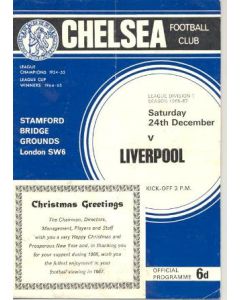 Chelsea v Liverpool official programme 24/12/1966 Football League