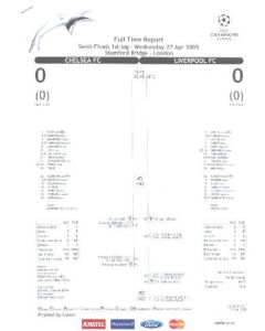 Chelsea v Liverpool full time report and statistics 27/04/2005