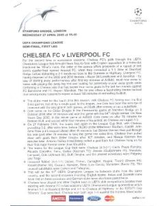 Chelsea v Liverpool press pack 27/04/2005