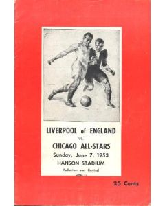 Chicago All-Stars v Liverpool official programme 07/06/1953, played in the USA
