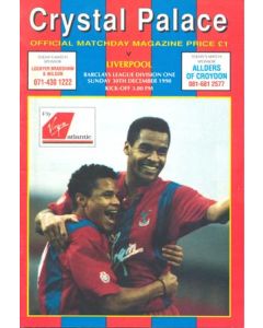 Crystal Palace v Liverpool official programme 30/12/1990 Football League