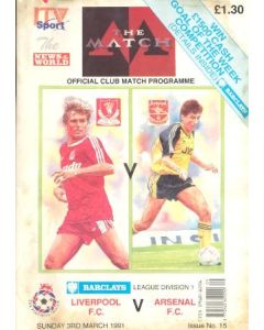 Liverpool v Arsenal official programme 03/03/1991, League Division 1