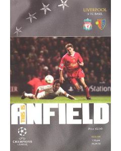 Liverpool v Basel official programme 25/09/2002 Champions League