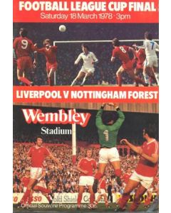 1978 League Cup Final Programme Liverpool v Nottingham Forest