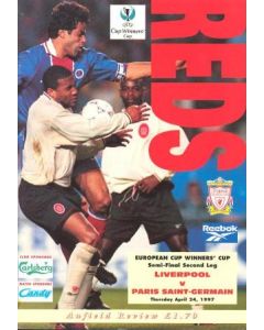 1997 European Cup Winners Cup Semi-Final 2nd Leg Liverpool v Paris Saint-Germain official programme 24/04/1997