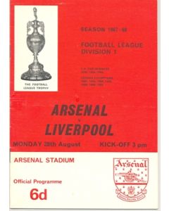 Arsenal v Liverpool official programme 28/08/1967