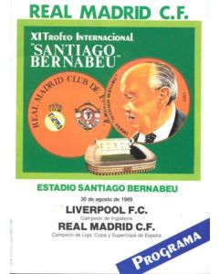 Real Madrid v Liverpool official programme 30/08/1989